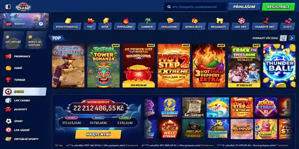 Mobilní úvodní stránka BigClash Casino v češtině